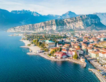 Top view of a beach-side town