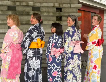 Group of women wearing traditional, Japanese yukatas