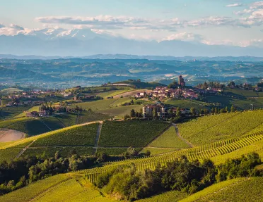 Large valley with crop fields and small towns