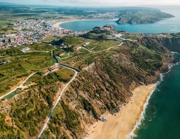 Sky view of cliffs by the beach