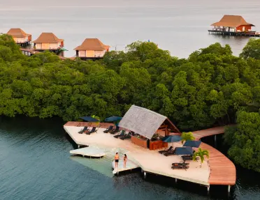 Dock with cabana overlooking the ocean