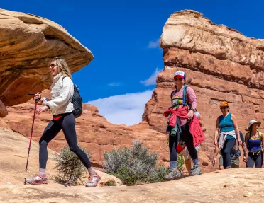 Backroads guests hike among rock formations