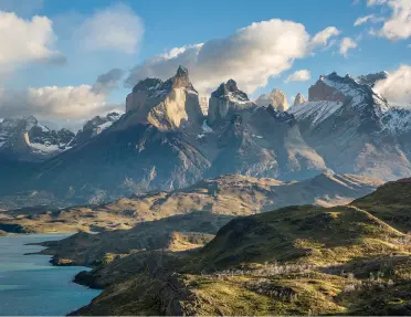 Large valley of hills with a lake to the left