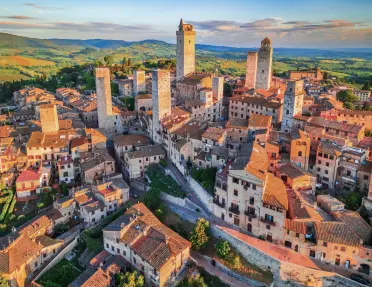 Aerial view of San Gimignano in Tuscany, Italy.