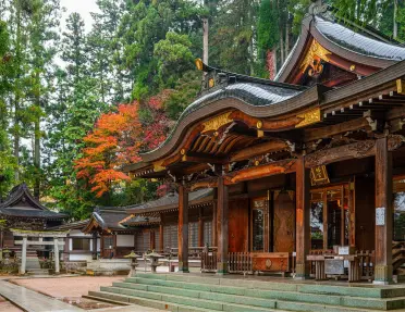 Exterior view of large, Japanese temple