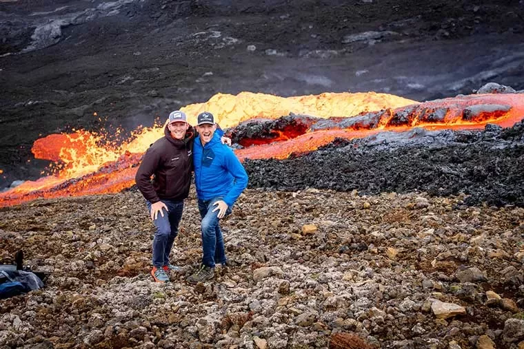 Iceland Ocean Cruise Walking &amp; Hiking Tour - hikers by lava flow
