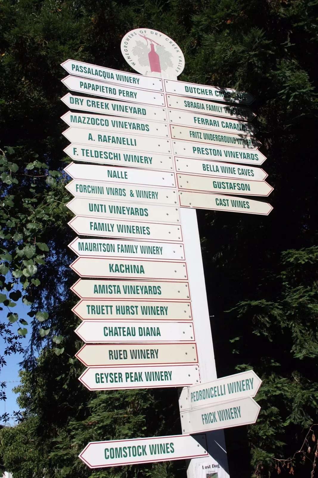 Vineyard and winery directional sign.