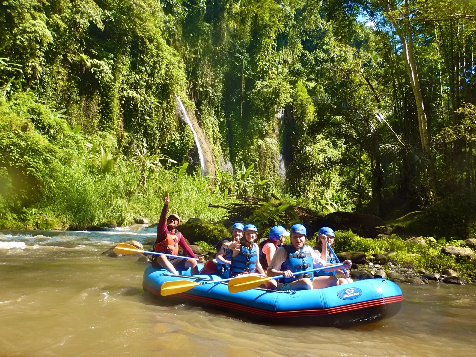 Raft with Backroads guests in river