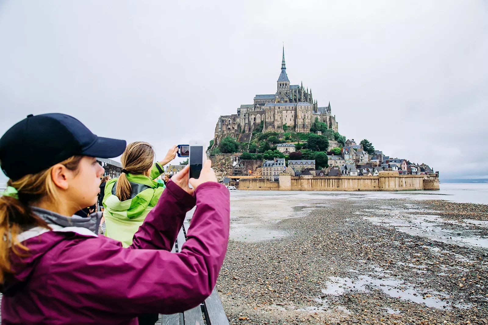 Backroads Guests Taking Photos of Le Mont Saint-Michel Tidal Island
