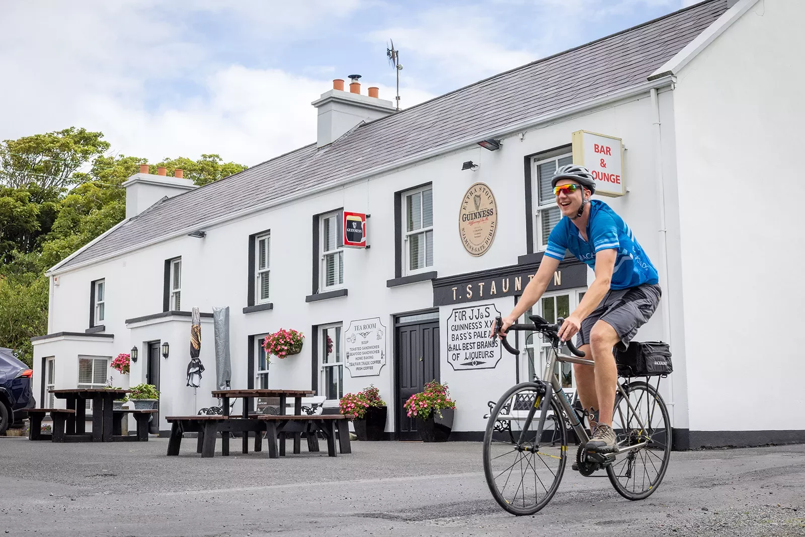 Cyclist in Front of Bar Ireland