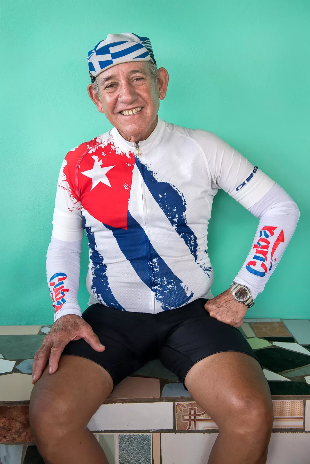 Cyclist with Cuba Cycling Kit