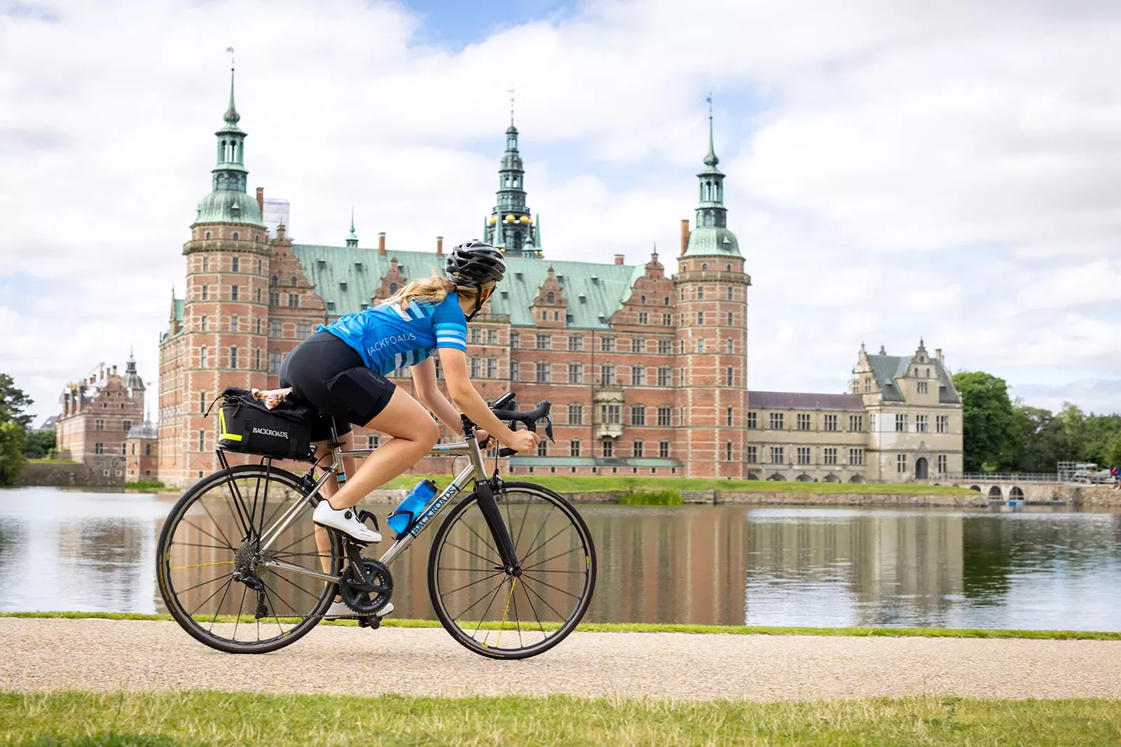 Biker In Front Castle Sweden