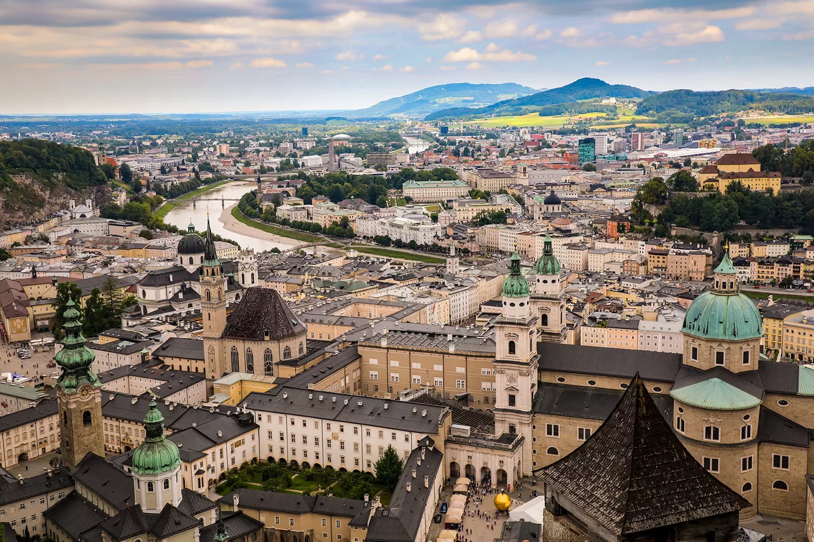 Aerial view of a city in Austria.