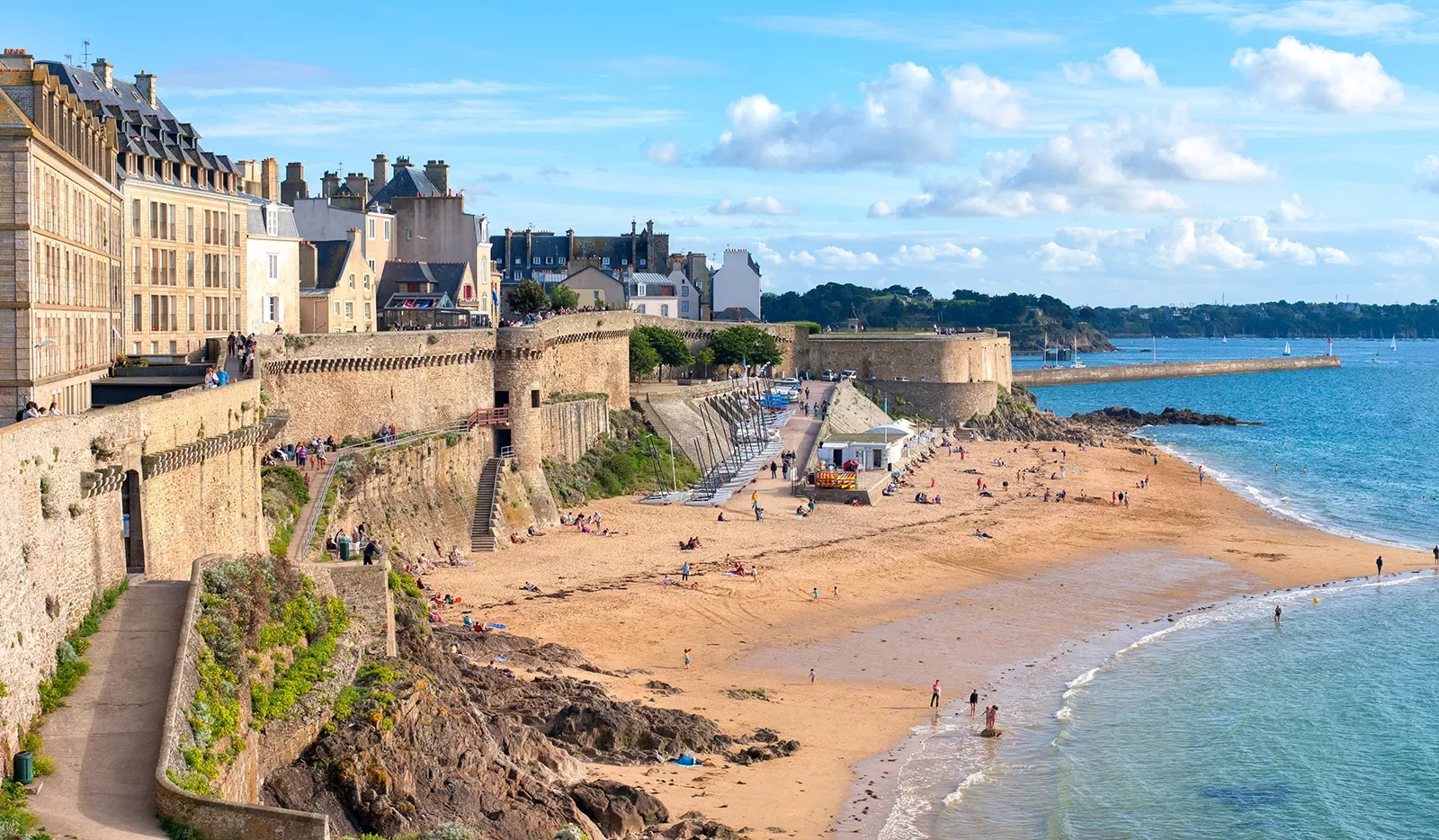 Atlantic Beach Under the Walled City of St Malo, Brittany, France