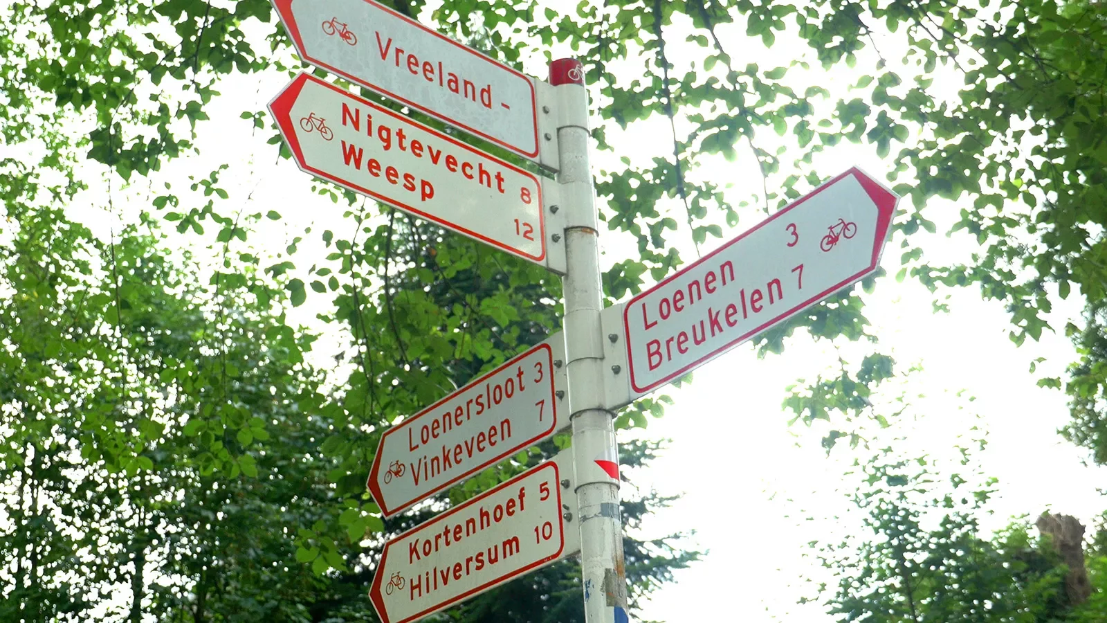 Street signs in town pointing multiple directions