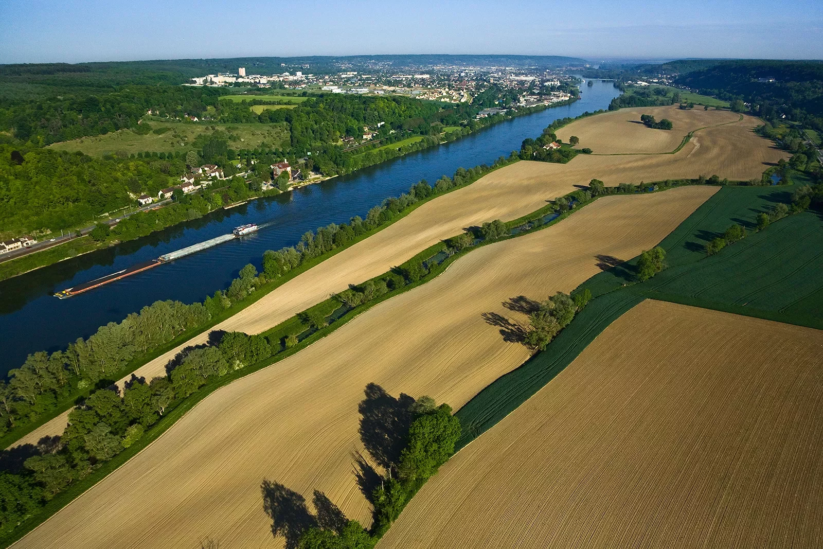 Aerial View of Seine River Between Giverny and Vernon