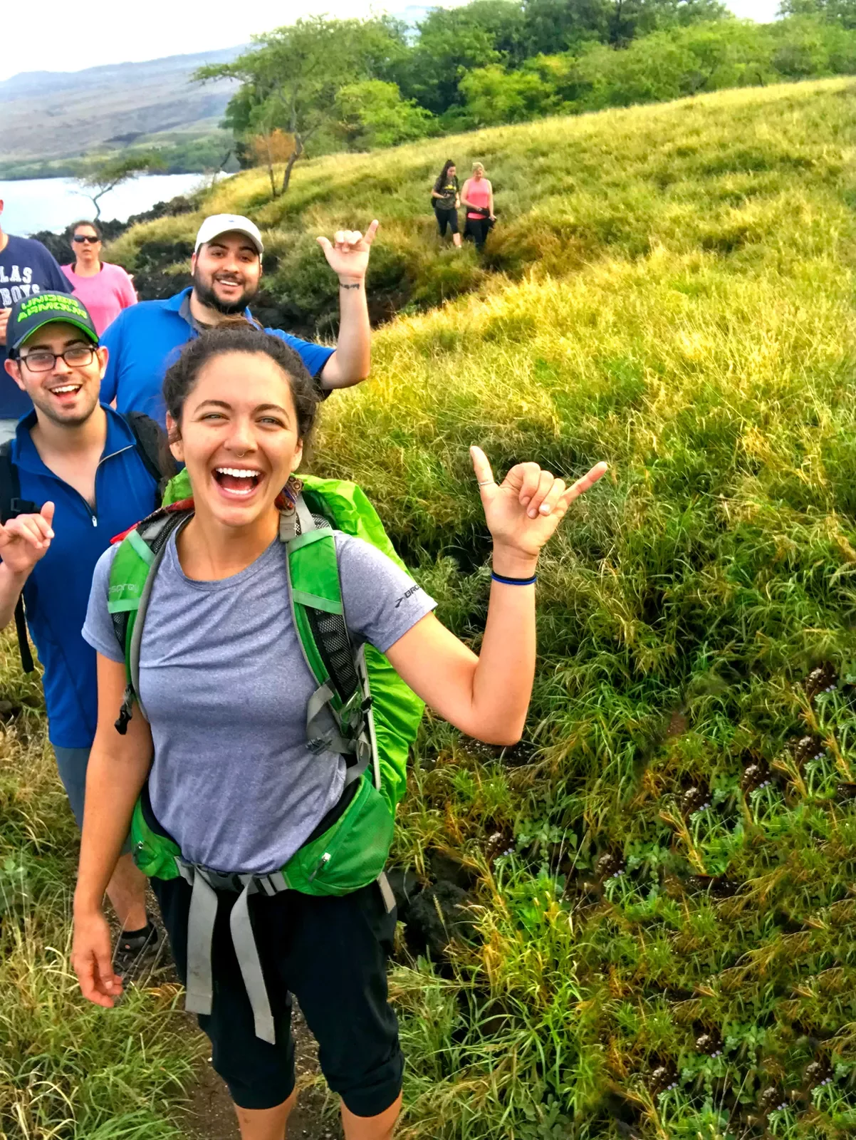 Group of young adults hiking in Hawaii