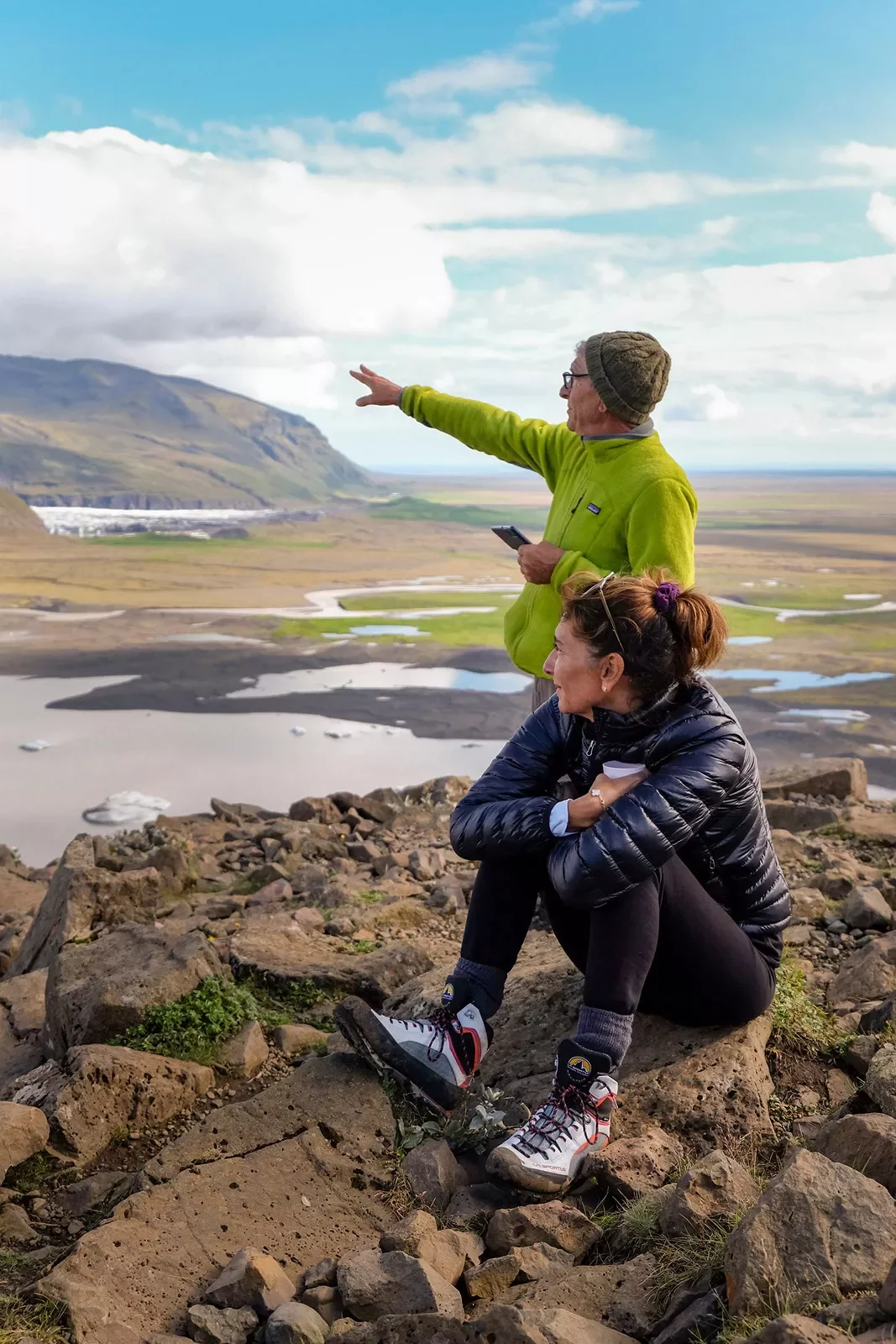 Expert Pointing Out Valley Iceland