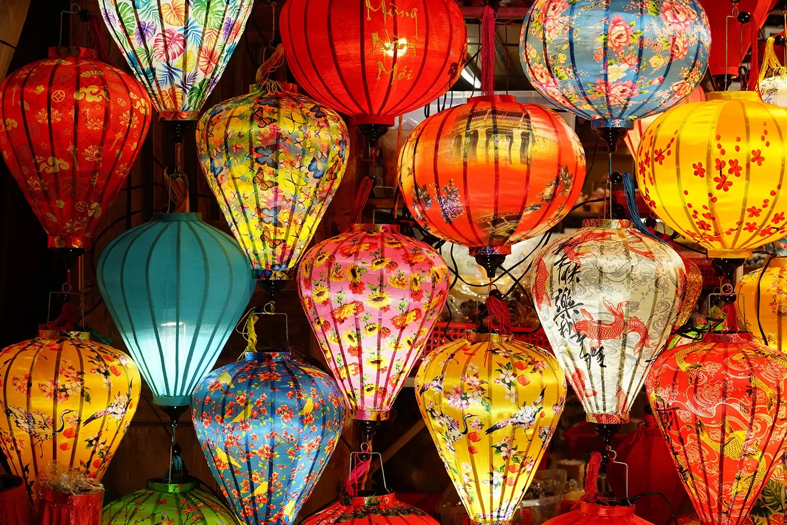 Colorful collection of traditional lanterns in Vietnam