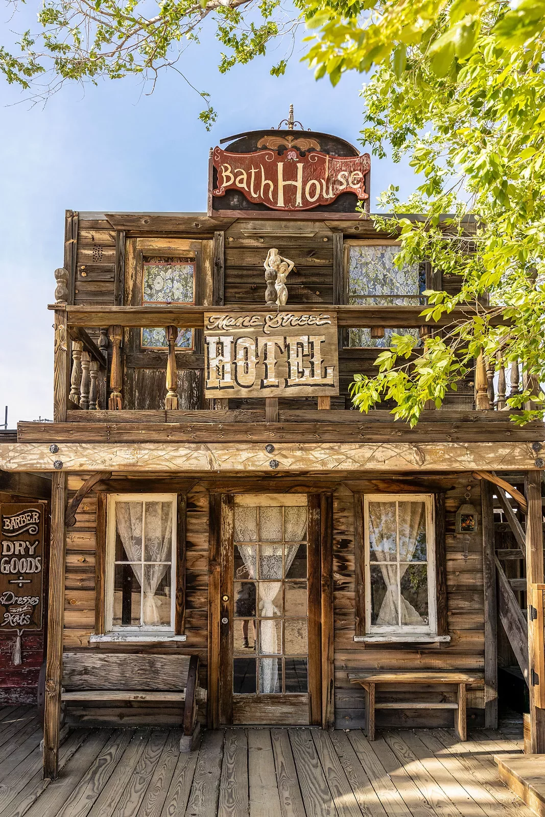 Storefront shot of the &quot;MANE STREET HOTEL&quot;, old west style building.