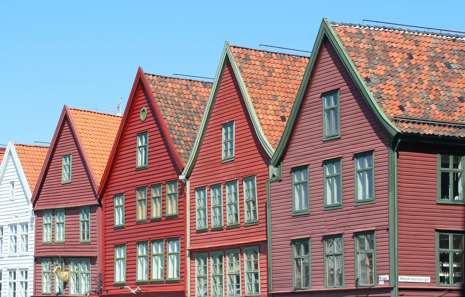 Rooftops of traditional homes in Norway