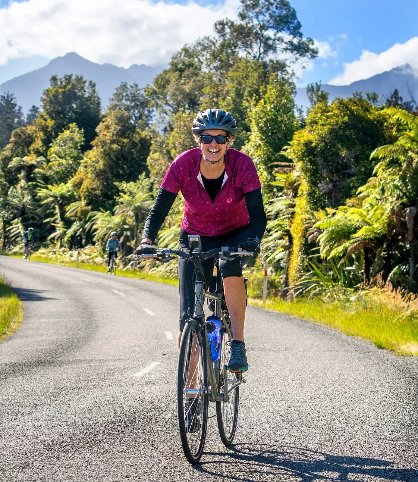 Single rider biking in New Zealand