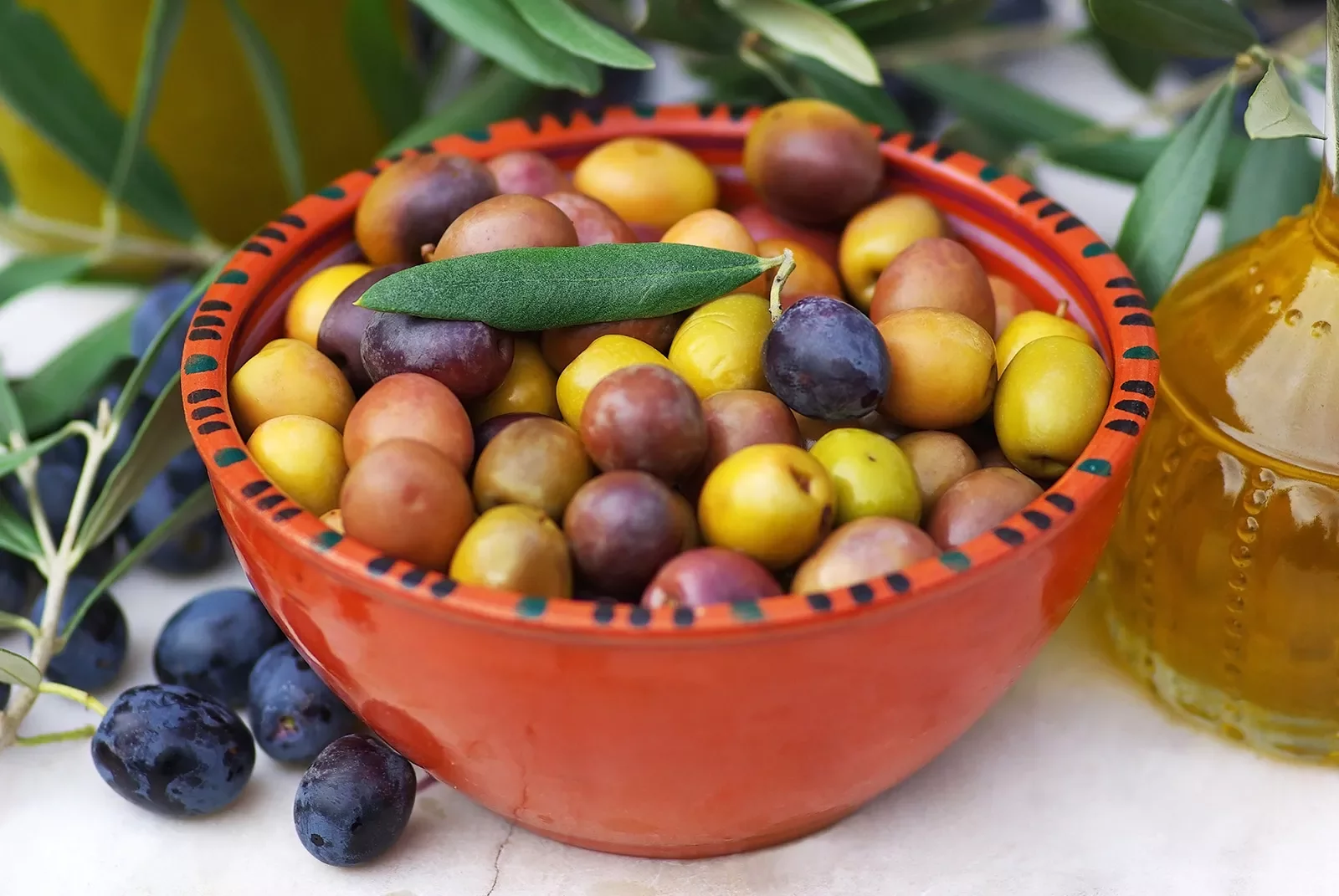 Bowl of raw olives
