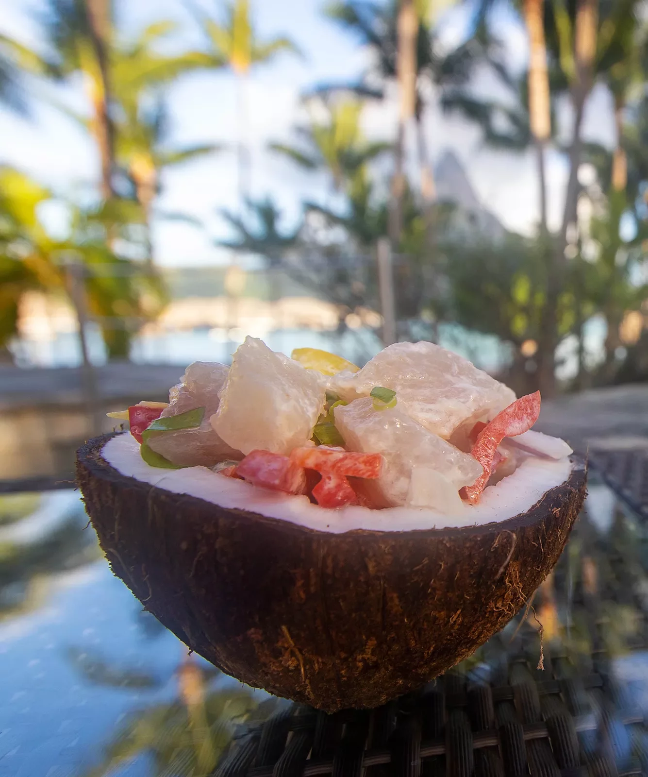 Bowl of local cuisine in Tahiti