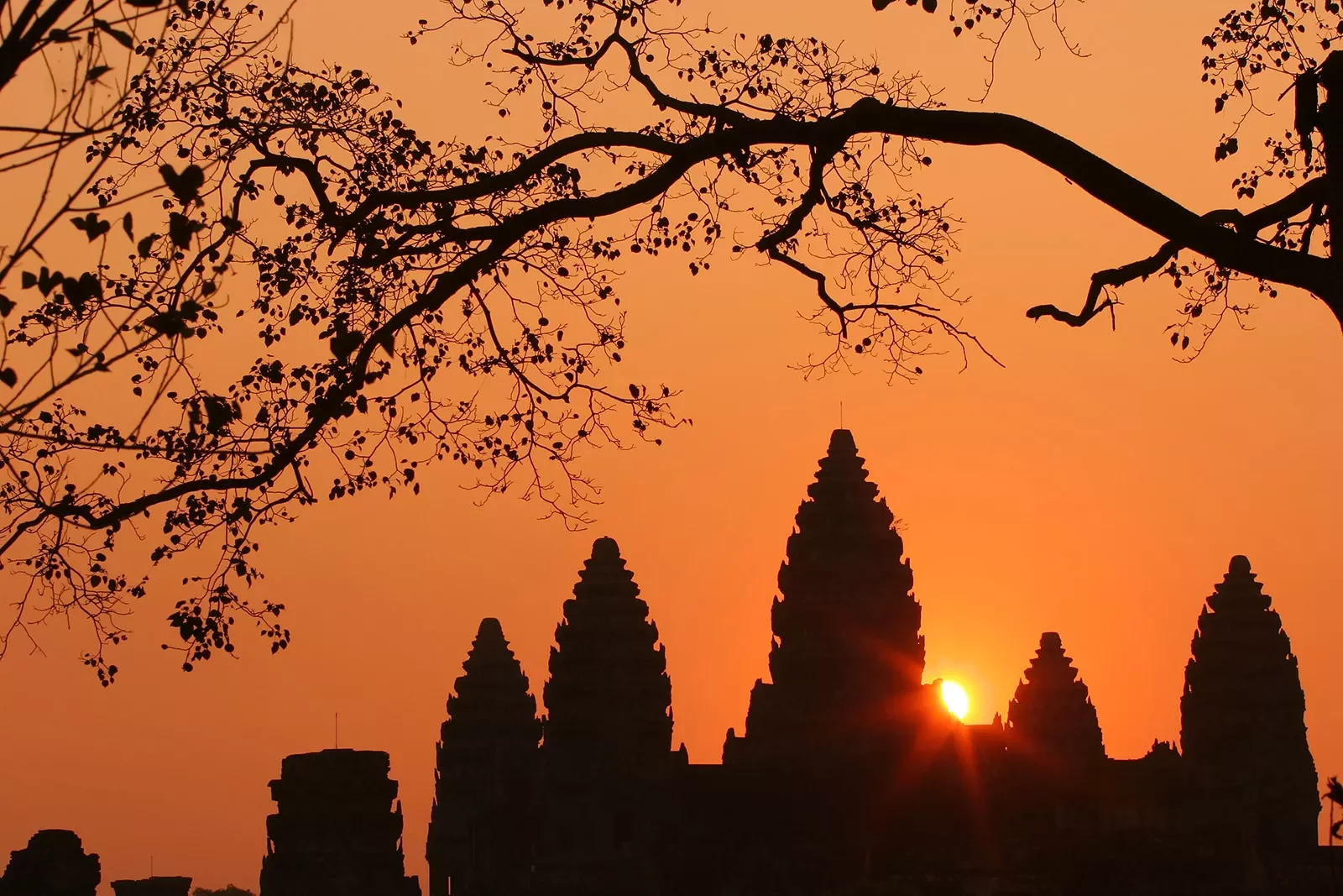 Angkor Wat temple at sunset in Cambodia