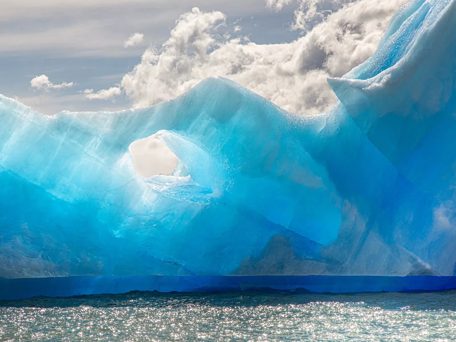 Shot of light blue glacier.