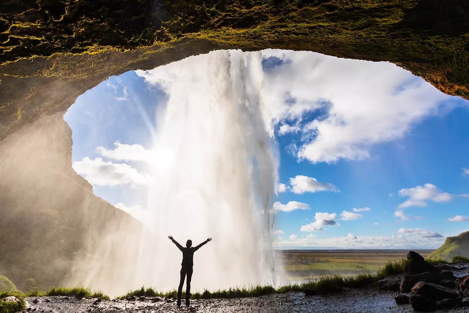 Under Arch Giant Waterfall Iceland