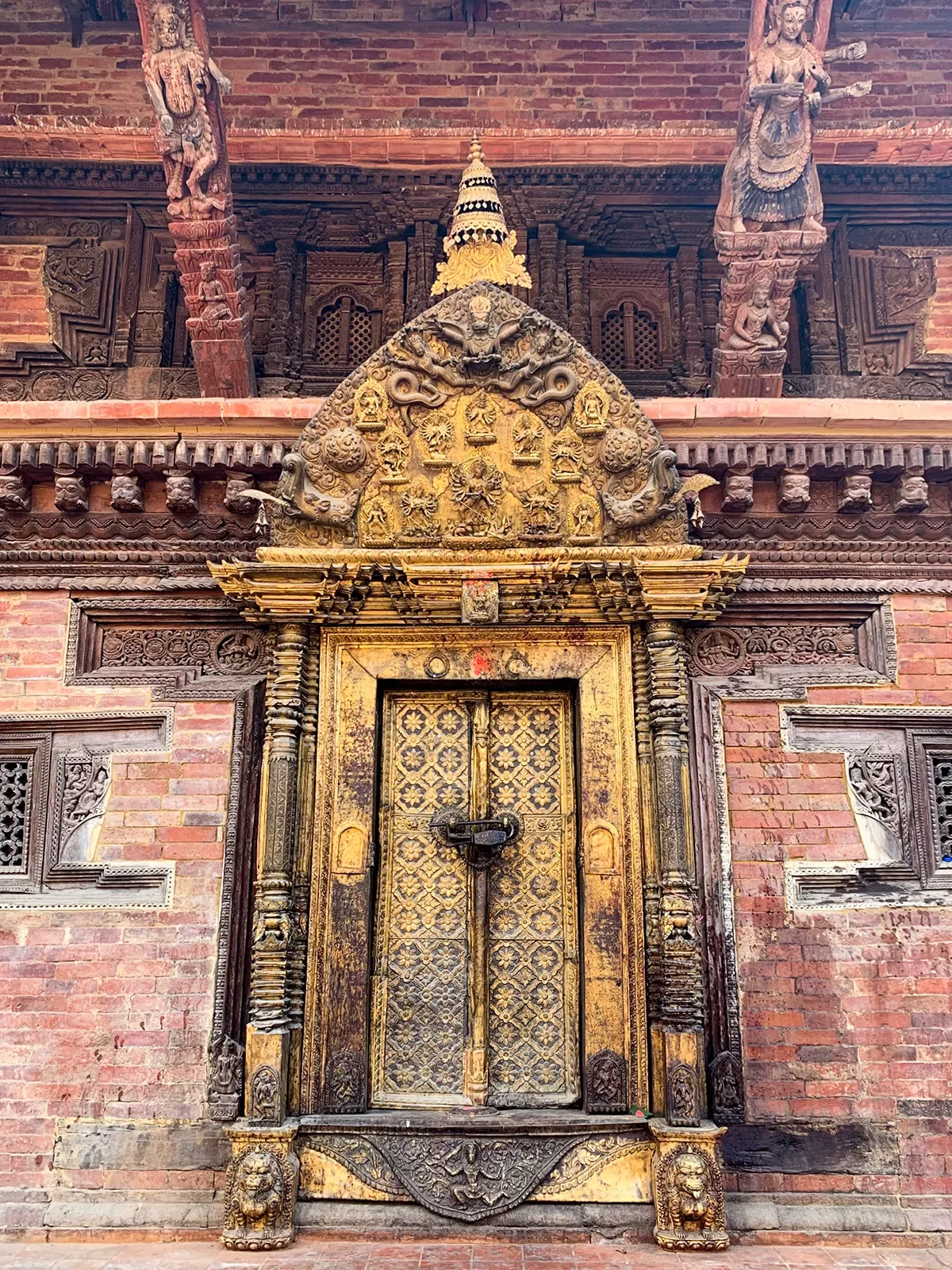 Ancient and ornate gate and door in Nepal