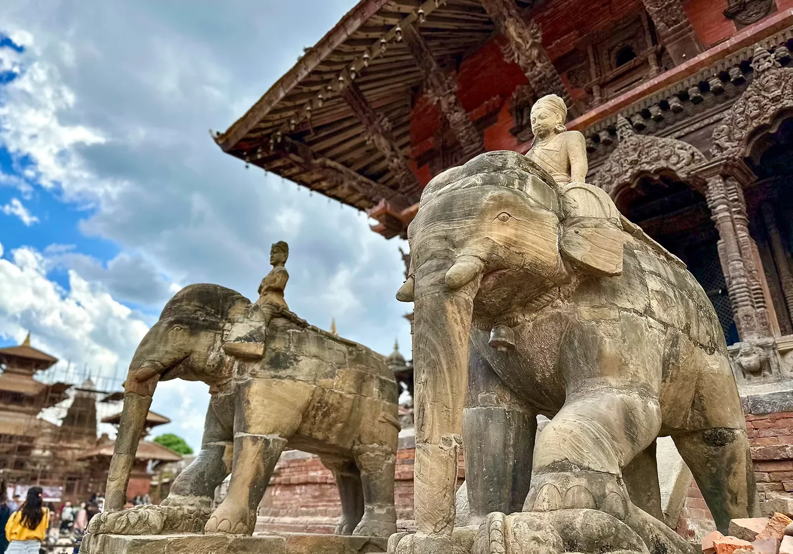 Stone statues of elephants in Nepal