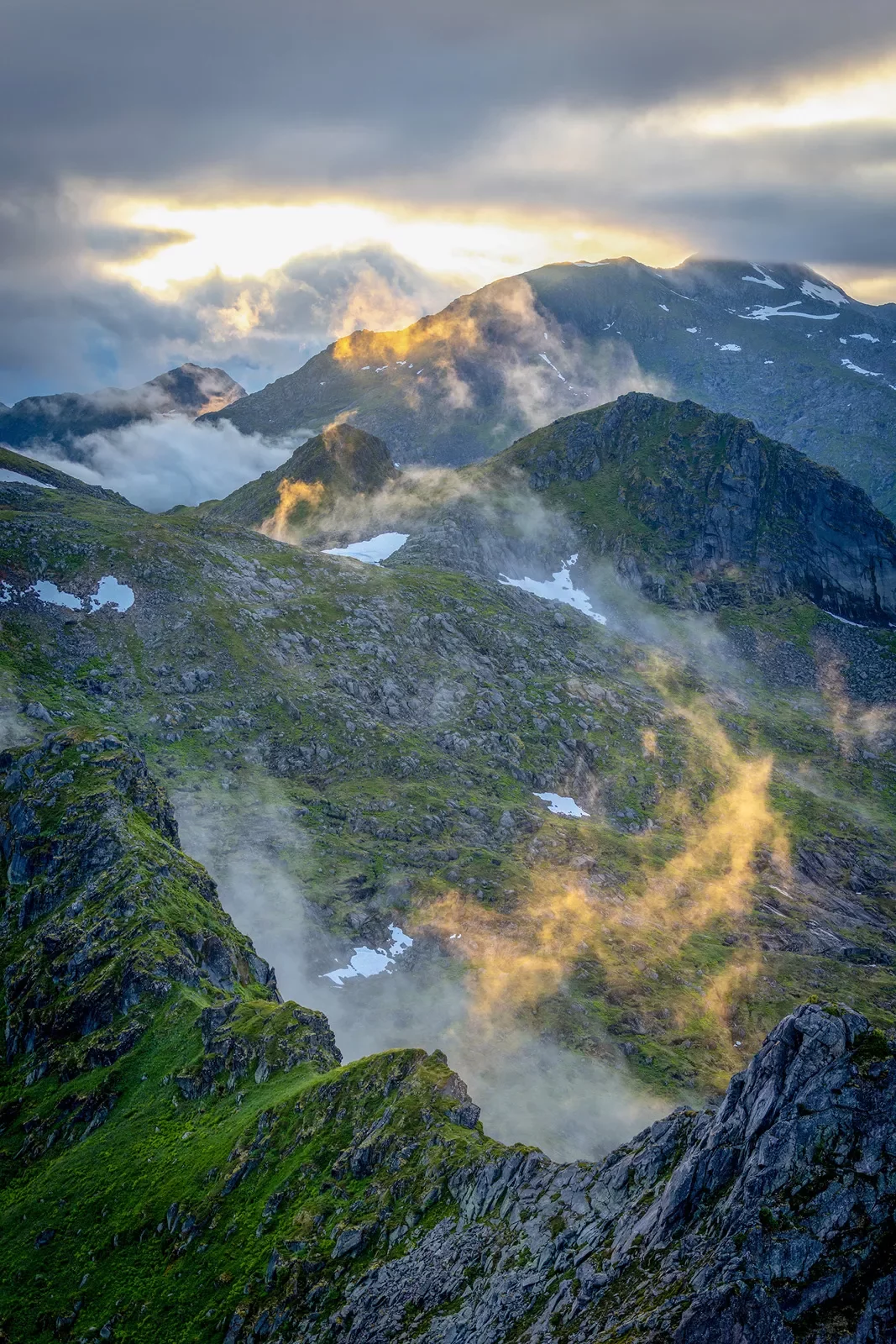 Aerial Mountains Fog Norway