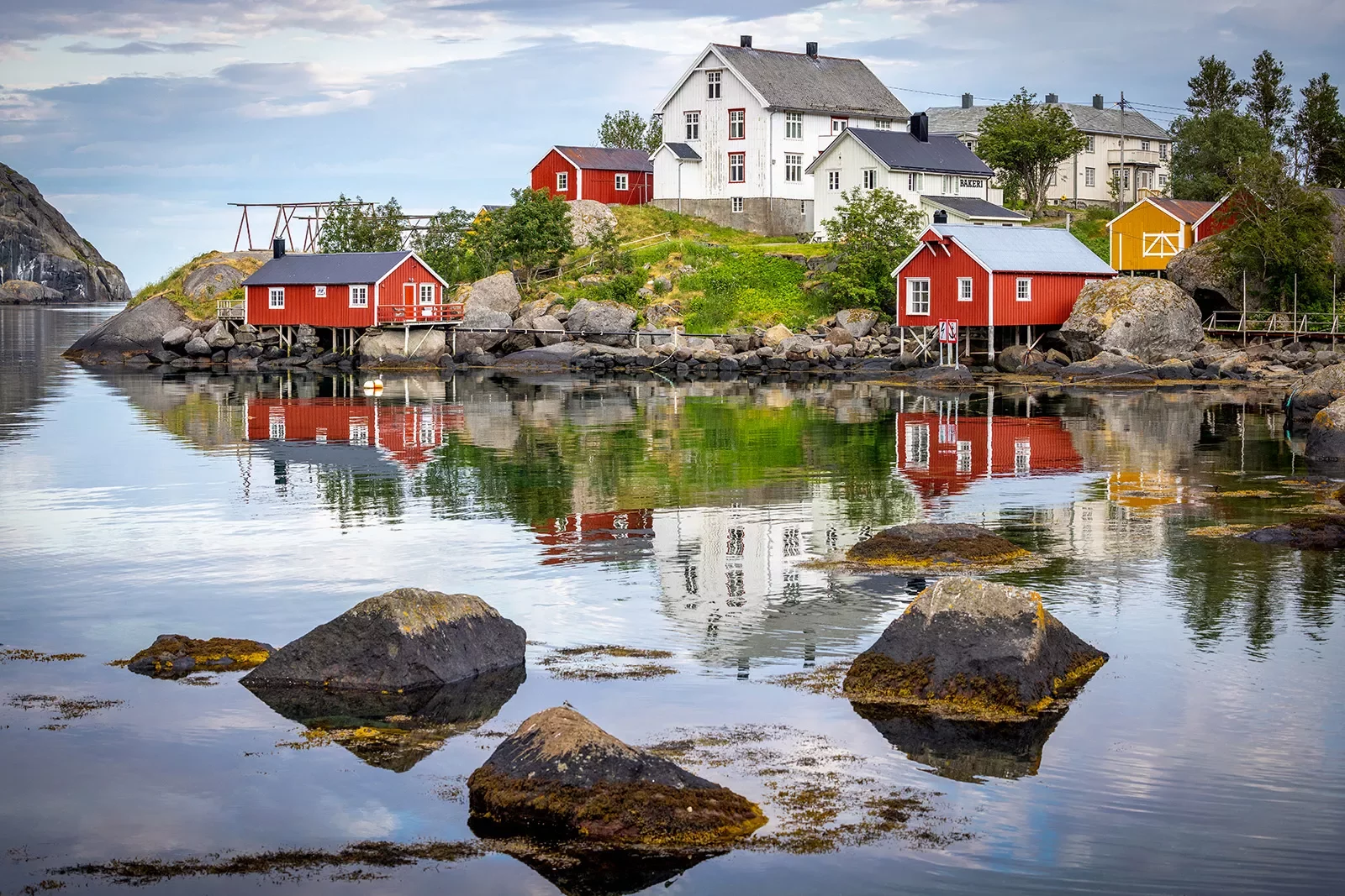 Coast Red Boat Houses Norway