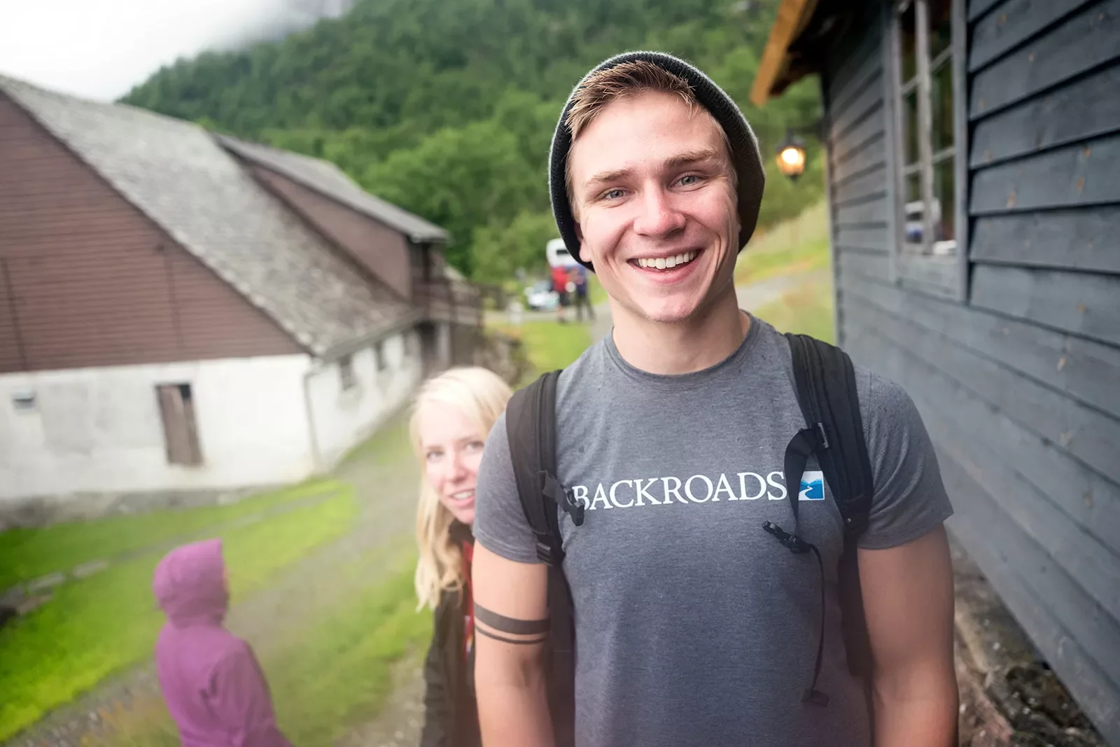 Young hiker in a Backroads t-shirt