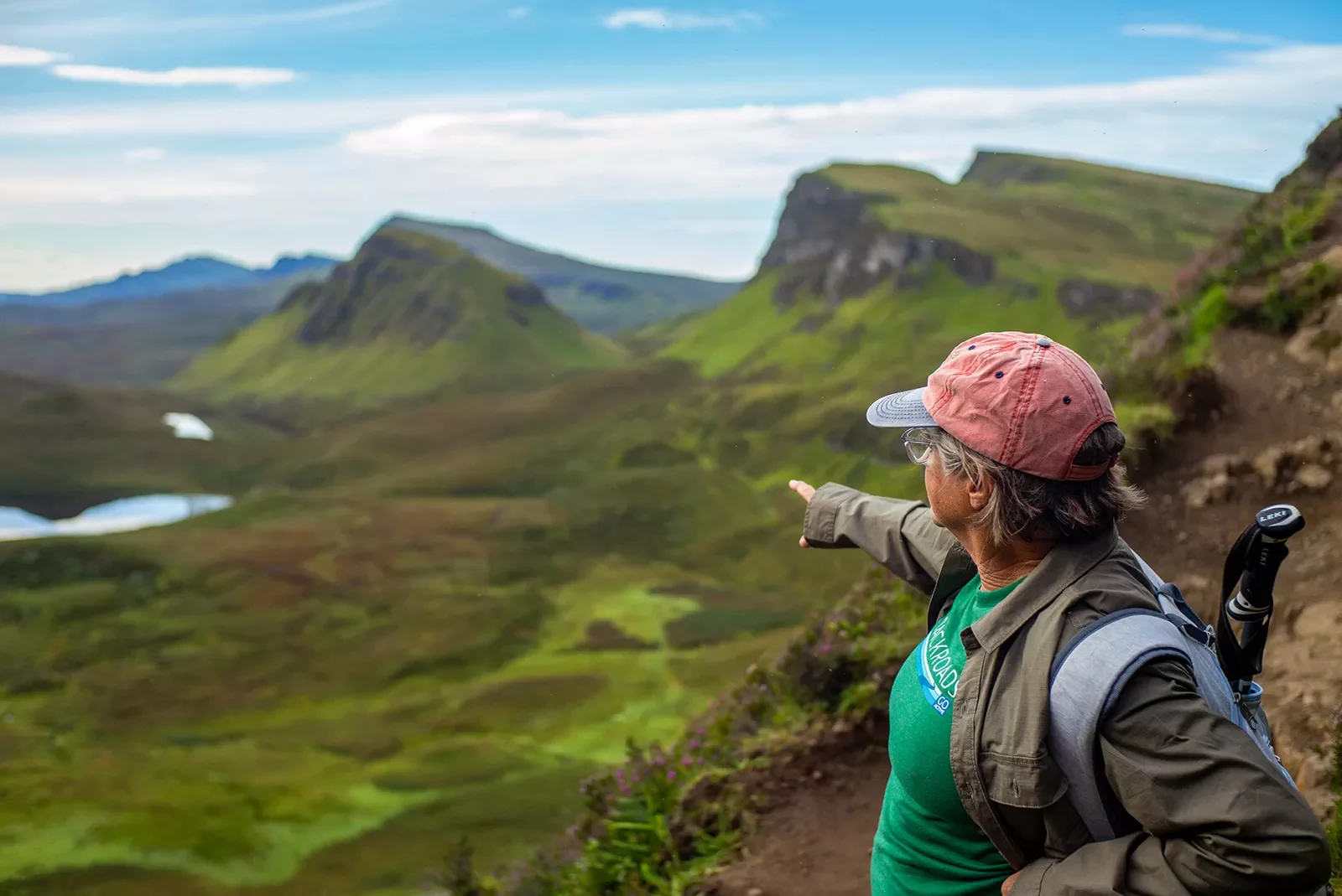 Person pointing out to Scotland landscape