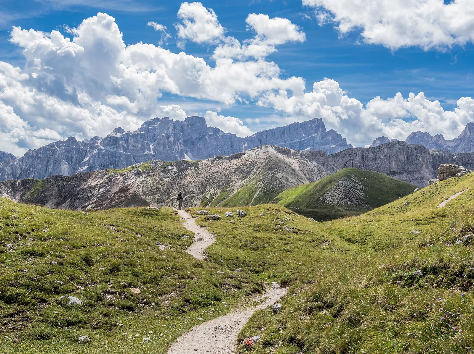 Open valley with dirt trails and tall hills