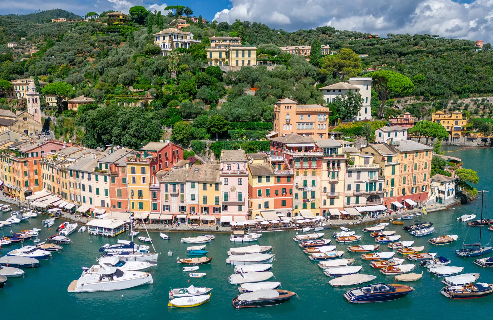 Exterior view of a row of houses along a boat dock