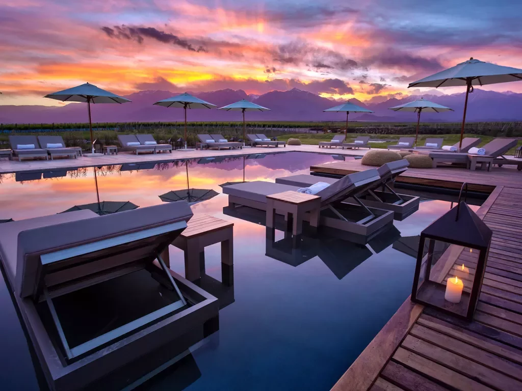 Wide shot of pool at The Vines Resort and Spa.