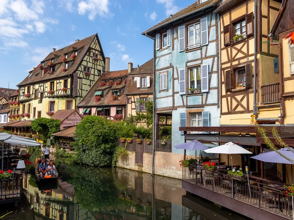 River Through Town in Alsace