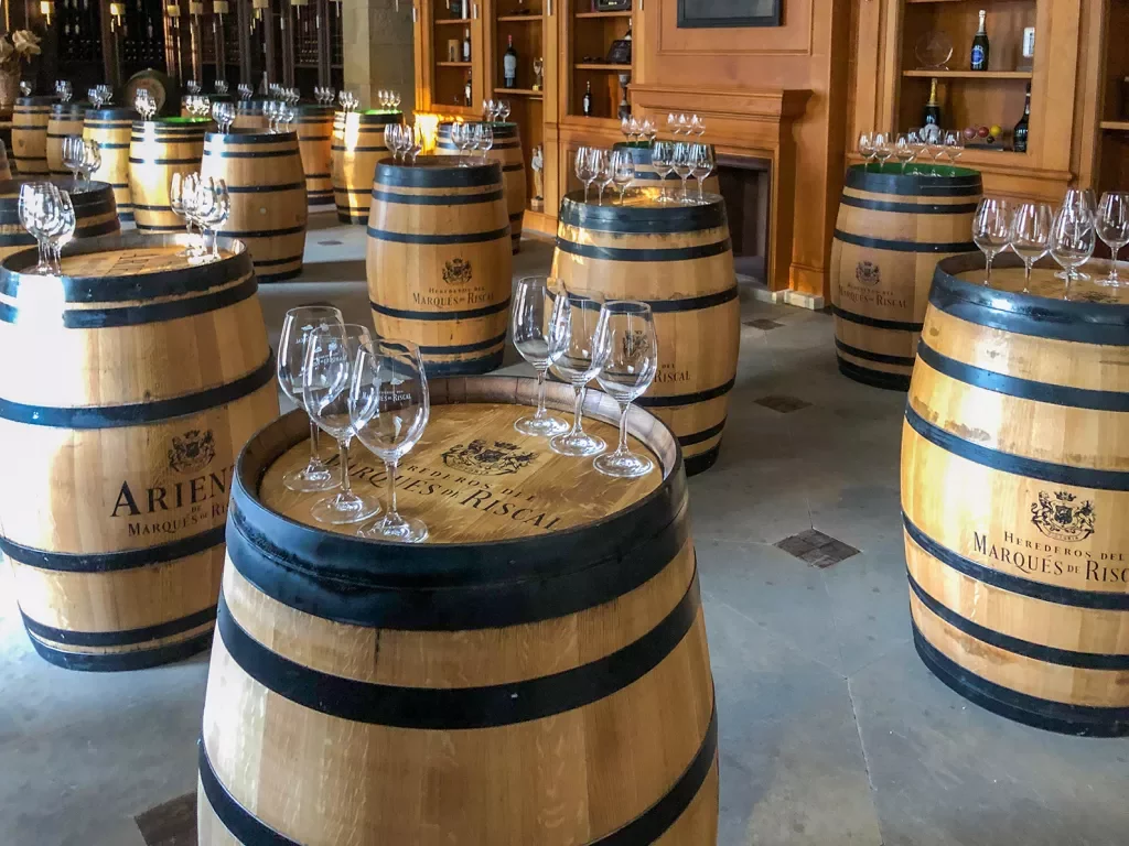 Wine Glasses on Barrels 