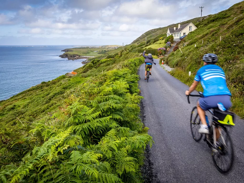 Cyclist Along Coast Ireland