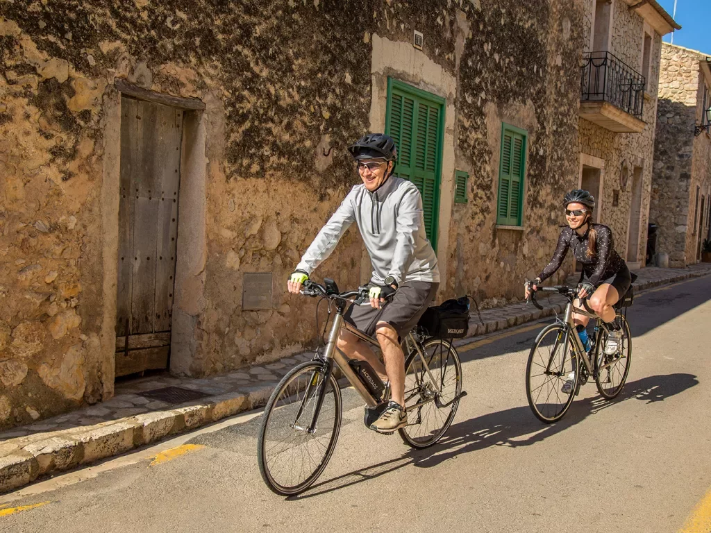 Cyclists on a road in Mallorca