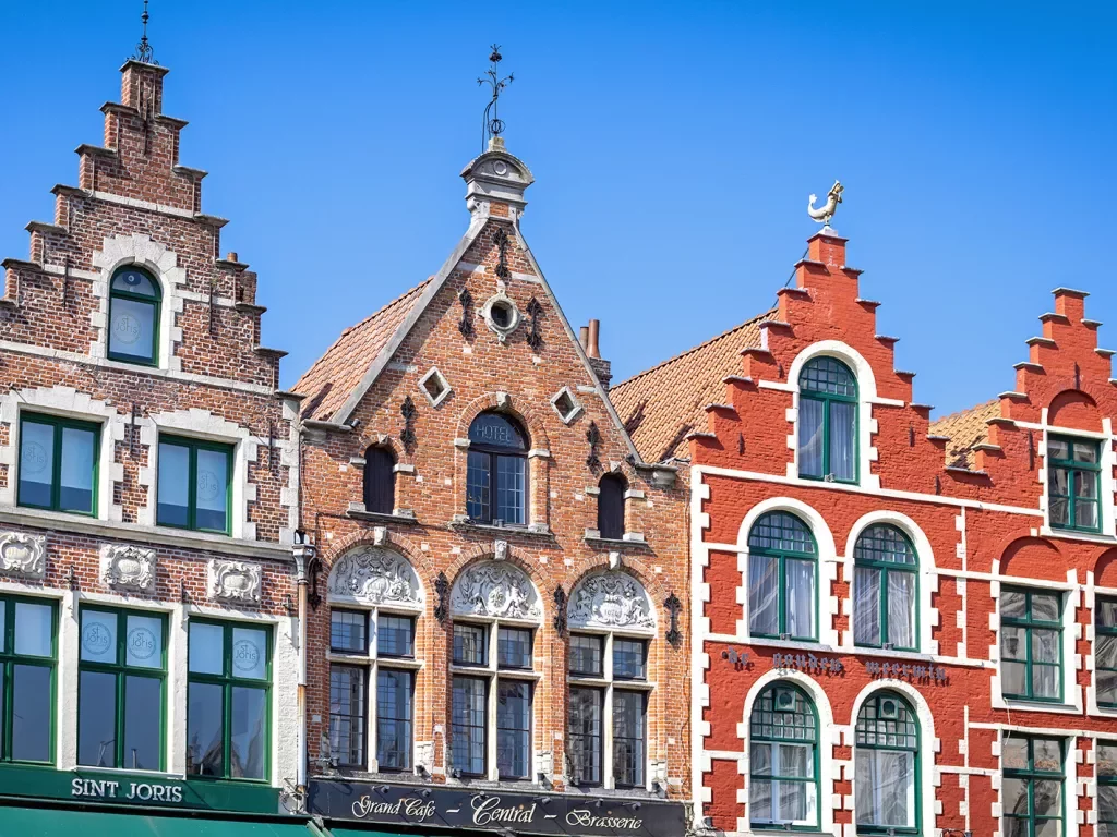 Vibrant Dutch brick storefronts/housefronts