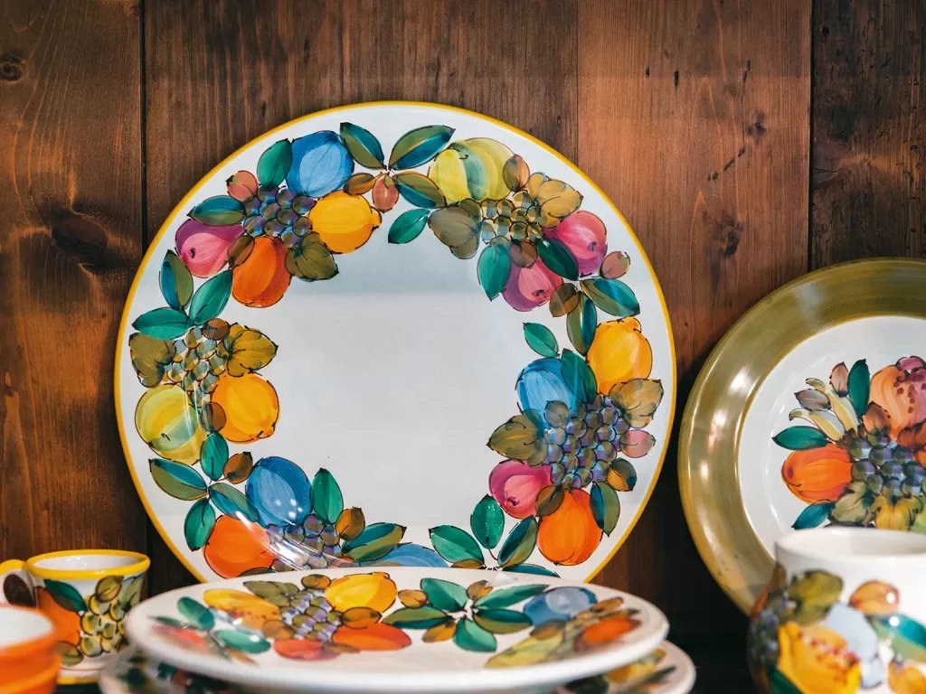 Close-up of decorative plates.