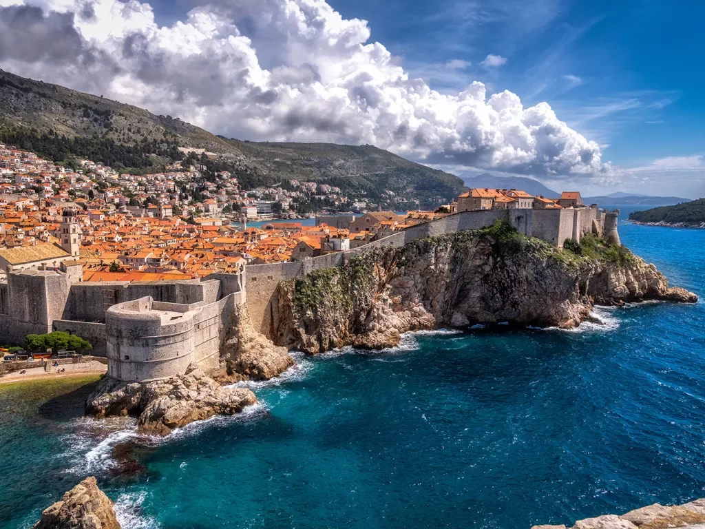 Shot of the coastal Dubrovnik City Walls.