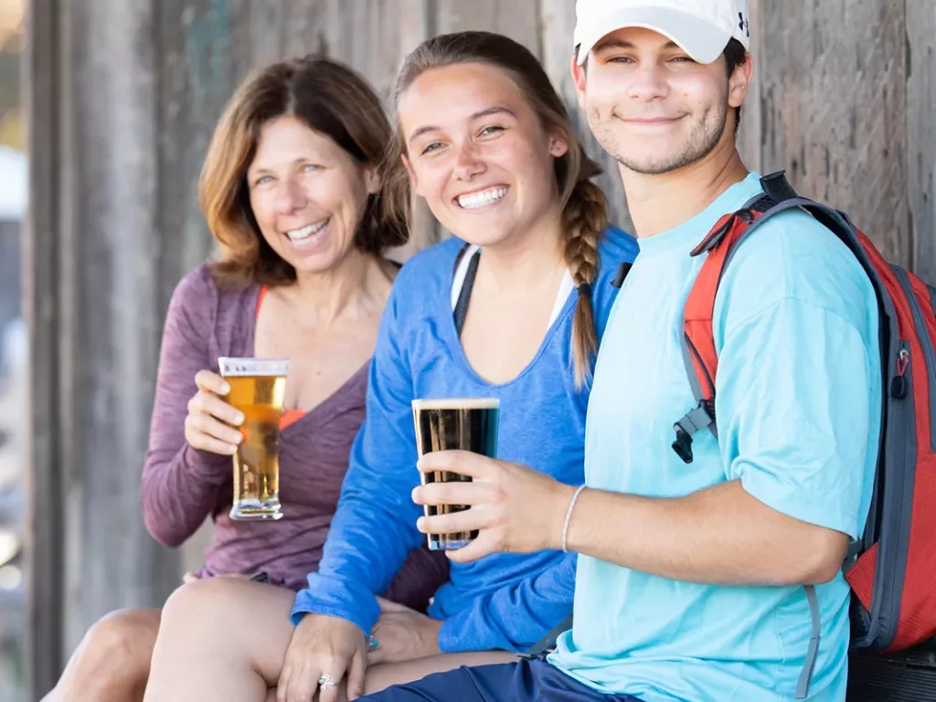 Backroads family enjoying beers 