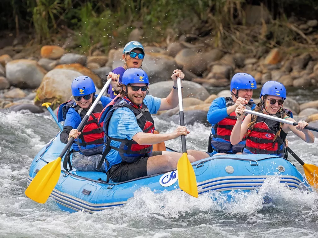 Paddling White Water River Raft, Costa Rica