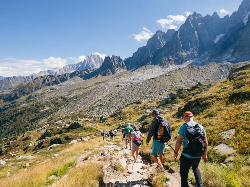Hikers in the French & Italian Alps
